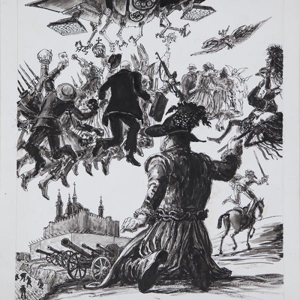 Conquistador de rodillas